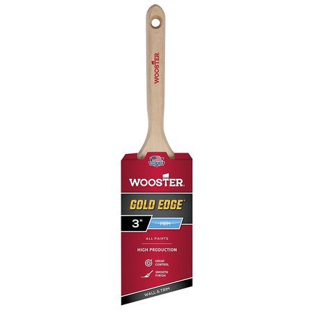 WOOSTER 3" Angle Sash Paint Brush, Gold CT Polyester Bristle, Wood Handle 5231